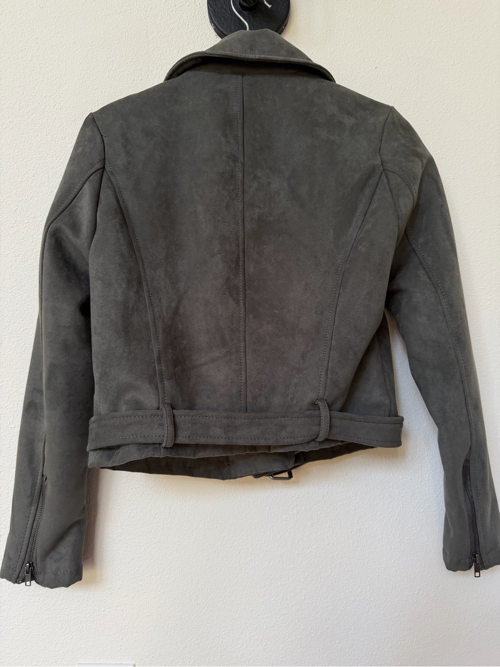 FOREVER 21 Olive Green Suede Moto Jacket - Picture 4 of 6
